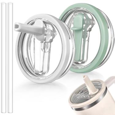 Imagem de ANTAND Tampa flip de canudo à prova de vazamento de 1,134 g para Stanley H2.0 Quencher Protour Tumbler, pacote com 2 tampas à prova de derramamento tampa de canudo de substituição para acessórios