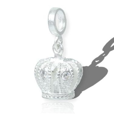 Imagem de Berloque Charms Coroa Princesa Prata Pura Pedra Zirconia - La&Ny Prata