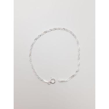 Imagem de Pulseira Feminina Singapura Torcida Prata Legitima 925 - Lojas La&Amp;
