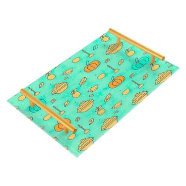 Imagem de xigua Bandeja de banheiro de abóboras de outono com alças bandeja de servir antiderrapante para mesa de centro, organizador de bancada de cabeceira bandeja de decoração de acrílico para decoração de