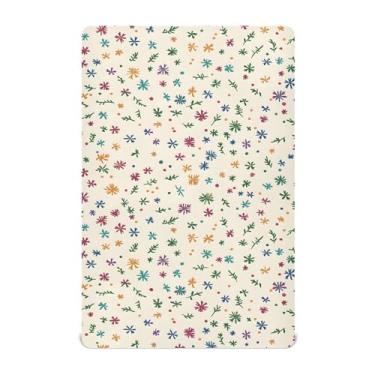 Imagem de Wassud Jogo de lençol com elástico para berço com flocos de neve para meninos e meninas, respirável, neutro, 71 x 132 cm