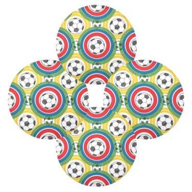 Imagem de Wassud Jogo americano conjunto de 4 bolas de futebol americano tapetes redondos para cozinha e jantar tapetes laváveis resistentes ao calor decoração de mesa 39 cm