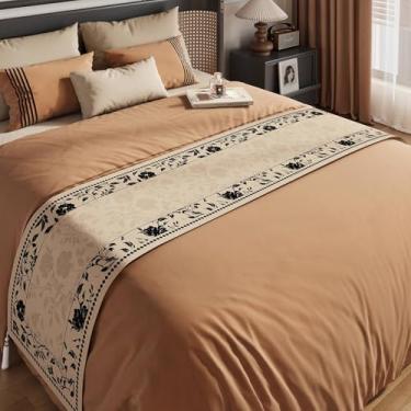 Imagem de Cachecol para cama de hotel, macio, sem rugas, proteção de cama, estampa de flores, colcha, decoração de quarto, toalha de cama sem desbotamento para solteiro, queen king, tamanho branco||50 x 180 cm