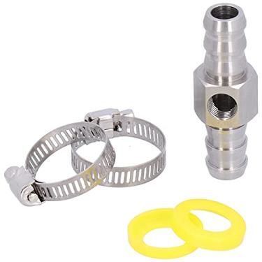Imagem de Conexão T de linha de combustível de 1,27 cm, adaptador de aço inoxidável com 2 braçadeiras, juntas, aplicação universal, para sensor de medidor de pressão de combustível