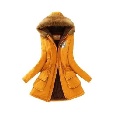Imagem de Jaqueta De Algodão Feminina Para Outono E Inverno, Acolchoada, Com Cap