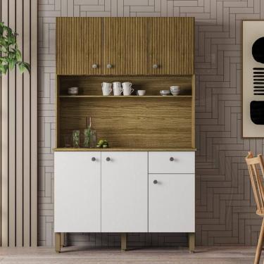 Imagem de Armário De Cozinha Compacta 6 Portas 1 Gaveta Roma - Freijó-supremo-cp-ripado Freijó