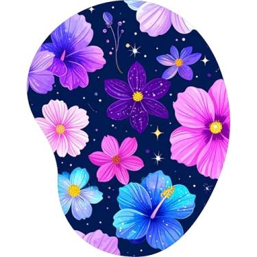 Imagem de Mouse Pad Ergonômico Gota Flores Coloridas Galáxia Estrelas