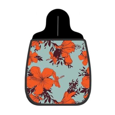 Imagem de Lixeira De Carro Organizador Lixinhocar Hibiscos Laranja Fundo Azul