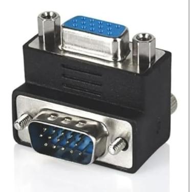 Imagem de Adaptador VGA 90° Macho para Fêmea – Conector Angular para Monitores, Projetores e PCs, Sinal Estável e Alta Durabilidade