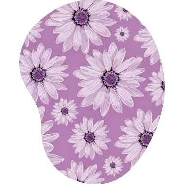 Imagem de Mouse Pad Ergonômico Gota Margaridas Lilás Fundo Roxo
