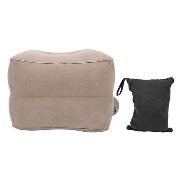 Imagem de Almofada de apoio para os pés inflável de duas camadas com válvula de ar única em PVC flocado portátil para redução de fadiga Almofada de pés para avião em viagens de trem em casa (Cinza)