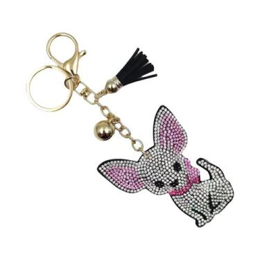 Imagem de Chaveiro De Cristal Dourado Em Forma De Cachorro Chihuahua Para Mulher