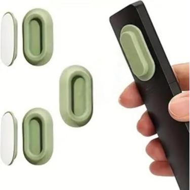 Imagem de Pacote com 2 suportes magnéticos de controle remoto autoadesivo para ventilador traseiro de TV AC preto armazenamento doméstico organizador de mesa e gaveta verde