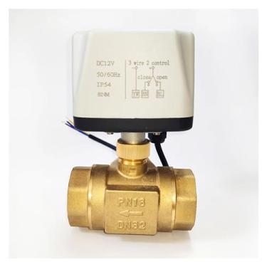 Imagem de DN32 Válvula de mistura elétrica de 3 furos DC12V, válvula de esfera motorizada Válvula de latão de 3 mm com controle de 3 linhas para sistema de aquecimento solar (AC220)