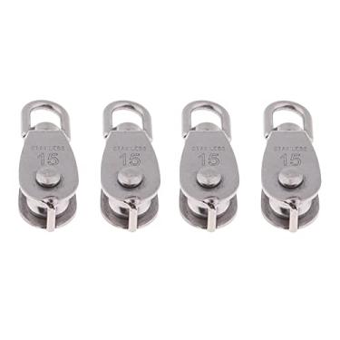 Imagem de HHHJQFAAT 4 peças 15 mm bloco de polia única corda corda de aço inoxidável marinho olho giratório 1 pedido