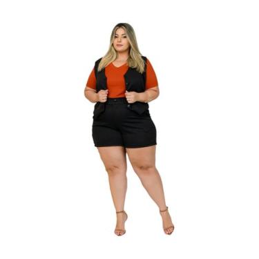Imagem de Conjunto Alfaiataria Feminino Plus Size Colete e short - Thania Moda F