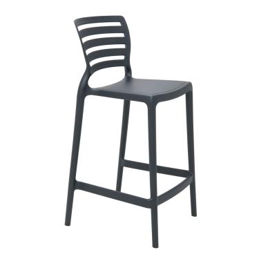 Imagem de Banqueta Sofia Alta Grafite em Polipropileno e Fibra de Vidro Tramontina 92127007