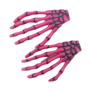 Imagem de Conjunto De 2 Presilhas De Cabelo Estilo Punk Com Mão De Esqueleto E C