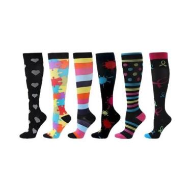 Imagem de Meias De Compressão Florais, Animais E Frutas, 6 Pares Para Homens E M
