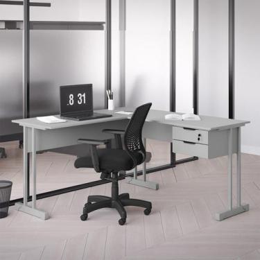 Imagem de Mesa de Escritório em L Ethos Estilo Industrial 2 Gavetas com Chave Es