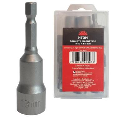 Imagem de Jogo 10 Soquetes Magnéticos 13Mm Sextavado M13 X 65Mm Cr-V - Htom