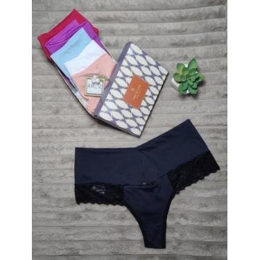 Imagem de kit 3 Calcinhas Fio Cós Alto Modeladora tanga Fio Dental Duplo. linger