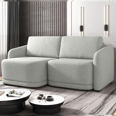Imagem de Sofá Cama Modulado Retrátil E Reclinável Decorativo Varsóvia 196cm Linho Cinza G33 - Gran Belo