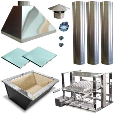 Imagem de Kit Churrasqueira Gourmet Completa Inox Litoral 304 Grill Elevatório 4