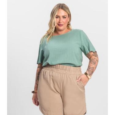 Imagem de Blusa Plus Size Manga Curta Secret Glam Verde, Plus G4, Verde