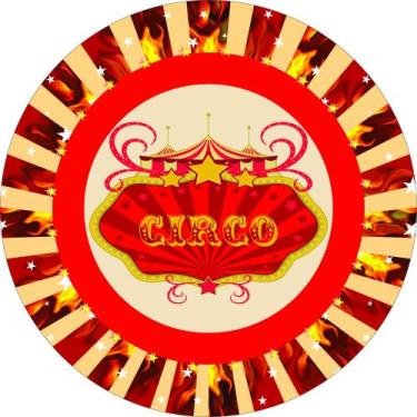 Imagem de Tapete em Lona Redondo Circo Vermelho e Fogo - Fabrika de Festa, 200x2