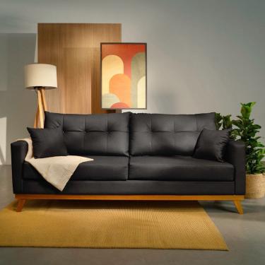 Imagem de Sofá 2 Lugares 200cm Soul Cabecasa Madeiraoriginals Courino Preto