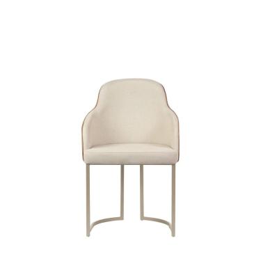 Imagem de Cadeira Estofada com Pés de Aço Albany Champanhe/Linked/Caramel