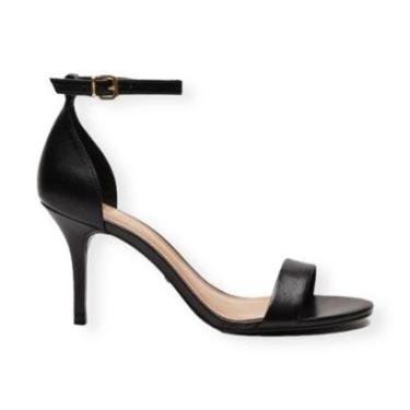 Imagem de Sandalia Salto Medio Fino Basica Arezzo Feminino Preto-Feminino