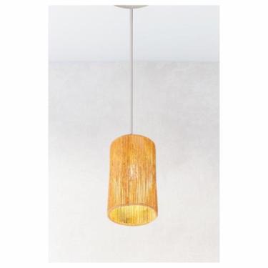 Imagem de Pendente Luminária Balcão Sala Quarto Decorativa Retrô 30cm Palha Natu