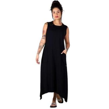 Imagem de Vestido Longuete Corte Assimétrico - Deliriyou, G, Preto