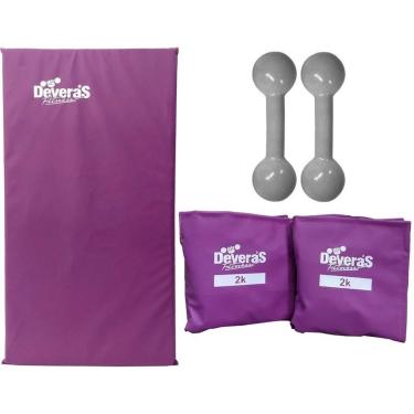 Imagem de kit halteres peso 1 kg par caneleiras de peso 2 kg peso academia e colchonete academia-...