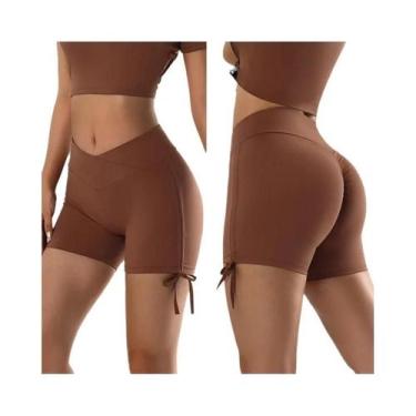 Imagem de Shorts Esportivos De Yoga De Cintura Alta Em Formato V Com Comprimento