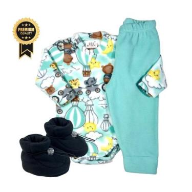 Imagem de Kit Conjunto Body Calça + Pantufa Botinha Bebê Microsoft - Fofotinhos,