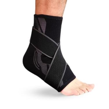 Imagem de Tornozeleira de Compressão Ortopédica Elástica Armor Strap para Academia Corrida Bike Volei Futebol Muay Thai - Proteção e Recuperação do Tornozelo (Preto, P)