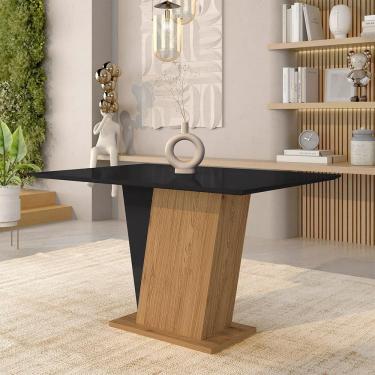 Imagem de Mesa De Jantar Retangular 1,20m Tampo Mdf Qatar Cinamomo/preto - M.a