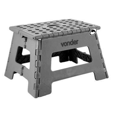 Imagem de Banqueta Plástica Multiuso Dobrável 22cm Capacidade 150kg Vonder Cinza