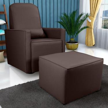 Imagem de Poltrona Para Amamentação Com Puff León Couro Sintético Marrom Casa H