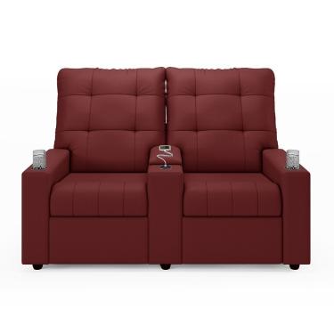 Imagem de Poltrona Reclinável Para Cinema Parma 2 Lugares Couro Sintético Vermelho D'Rossi
