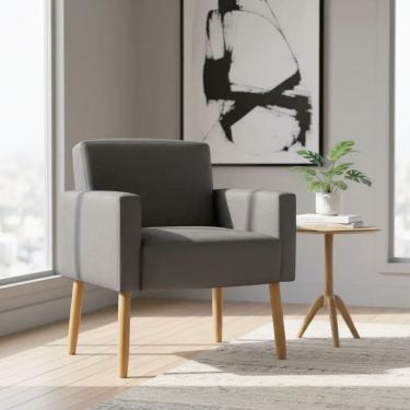 Imagem de Poltrona Hope Decorativa Confortável Para Sala Quarto Recepção Tecido Suede Pés Palito