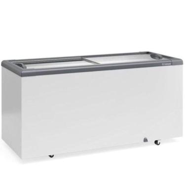 Imagem de Freezer Plano Vidro Reto Deslizante Com Led Ghd500l Cinza Gelopar 220V