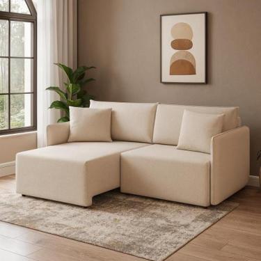 Imagem de Sofá 3 Lugares Retrátil e Reclinável Malta Linho Cru 180 cm - Modern