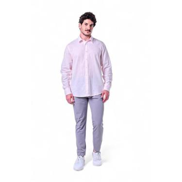 Imagem de Camisa Linho Misto Masculina Rabbitohs, GG, Rosa claro