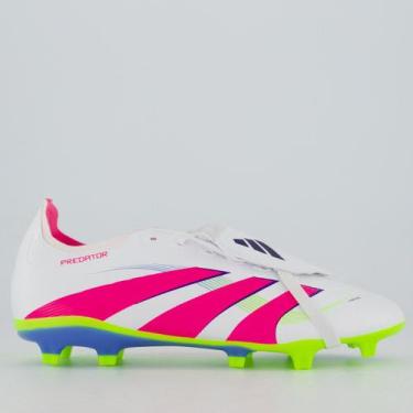Imagem de Chuteira Adidas Predator+ League Campo Branca e Rosa, 39