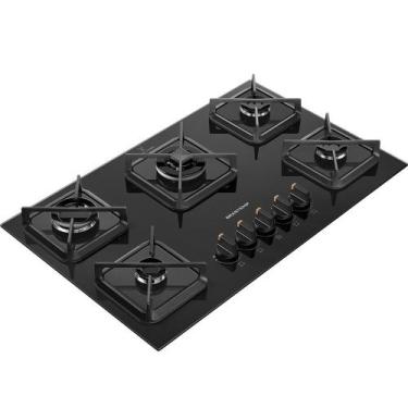 Imagem de Cooktop 5 Bocas a Gás Brastemp, Grades ferro fundido, Chamas Especiais