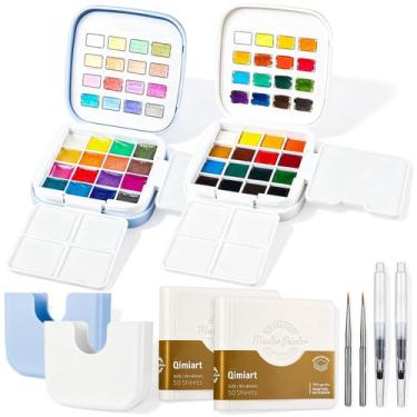 Imagem de Kit Mini de Pintura Aquarela PCTCSHQ com 32 Cores para Viagem